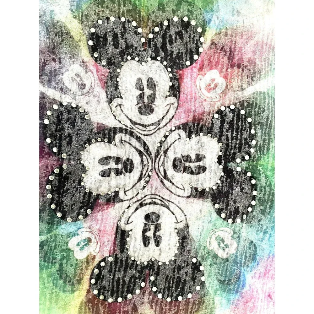 Justice T Shirt Disney Mickey Mouse Girls 12 Rhinestone Kaleidoscope Pink Blue